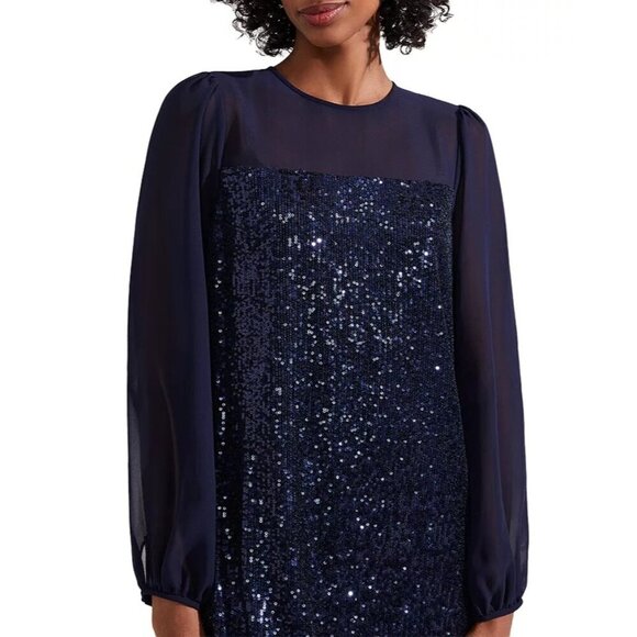 Hobbs London Zariah Sequin Dress 2 Navy Blue - Picture 3 of 12